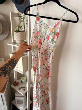 RESA / Vida Dress / "Pois" pink floral + black + white dot pattern